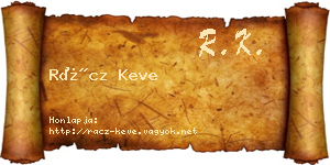 Rácz Keve névjegykártya